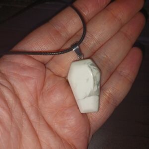 Coffin Shaped Howlite Crystal Necklace